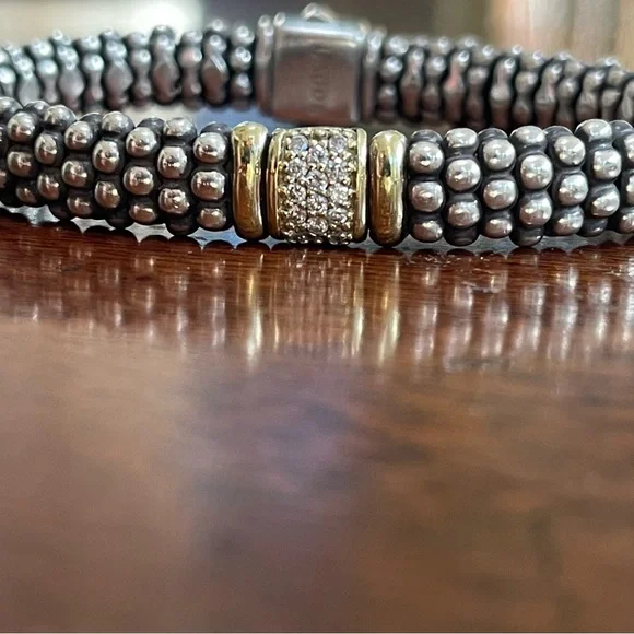 Silver Caviar Bracelet with 18k Gold